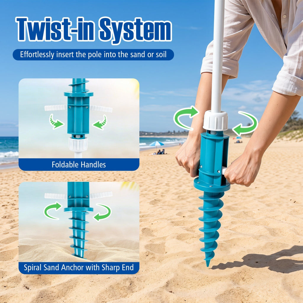 Beach Umbrella 6.5 FT with UPF 50+ and Sand Anchor