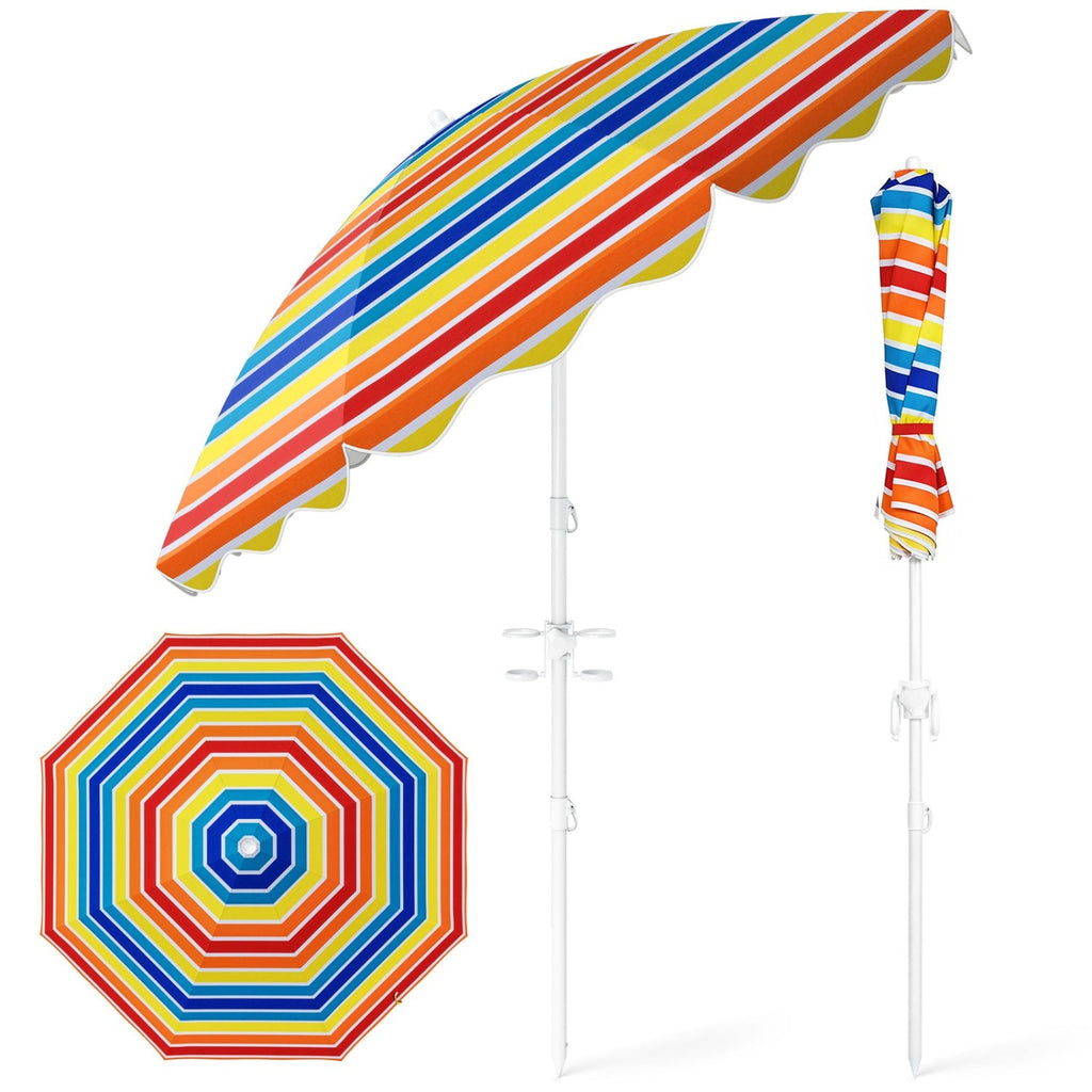 Beach Umbrella 6.5 FT with UPF 50+ and Sand Anchor