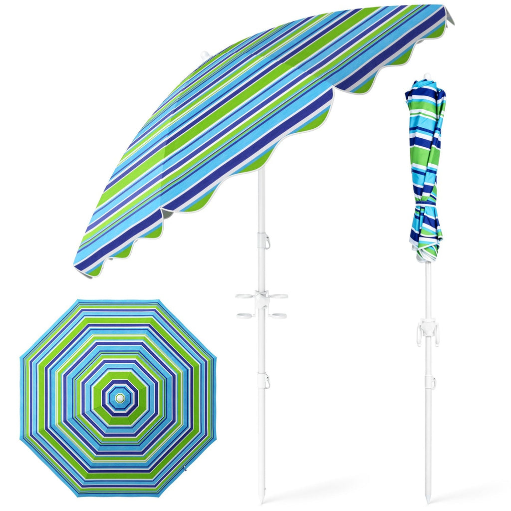 Beach Umbrella 6.5 FT with UPF 50+ and Sand Anchor