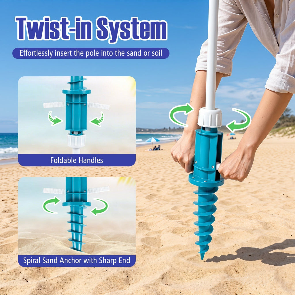 Beach Umbrella 6.5 FT with UPF 50+ and Sand Anchor