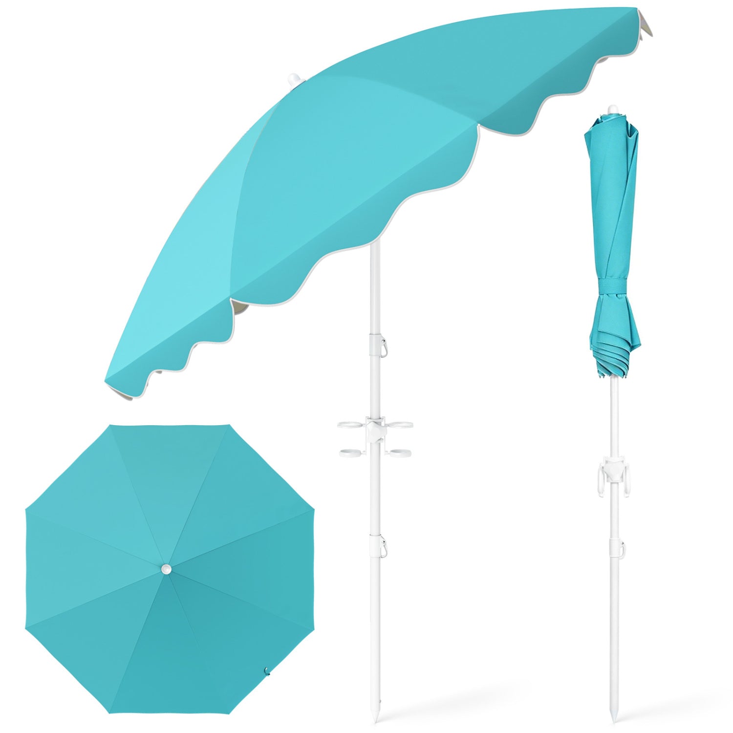 Beach Umbrella 6.5 FT with UPF 50+ and Sand Anchor