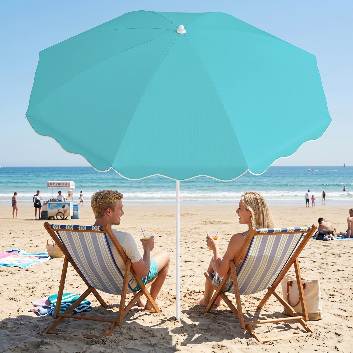 Beach Umbrella 6.5 FT with UPF 50+ and Sand Anchor