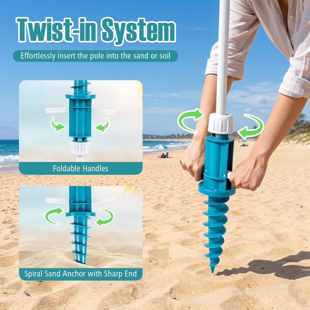 Beach Umbrella 6.5 FT with UPF 50+ and Sand Anchor