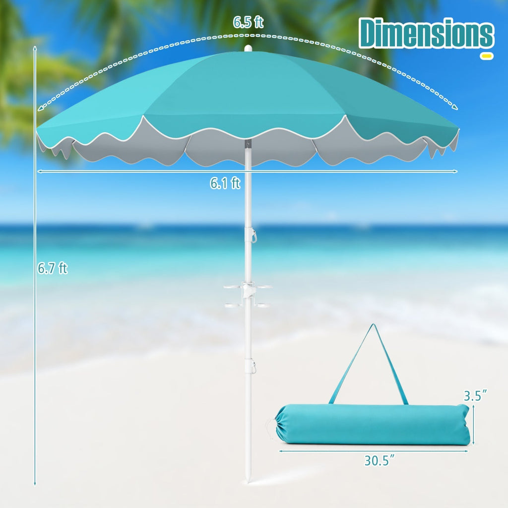 Beach Umbrella 6.5 FT with UPF 50+ and Sand Anchor