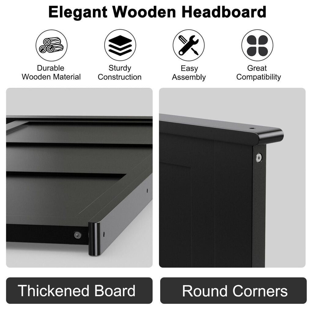 Full Wood Headboard Flat Panel with Pre-drilled Holes and Height Adjustment
