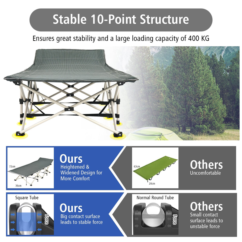 Wide Foldable Camping Cot with Carry Bag