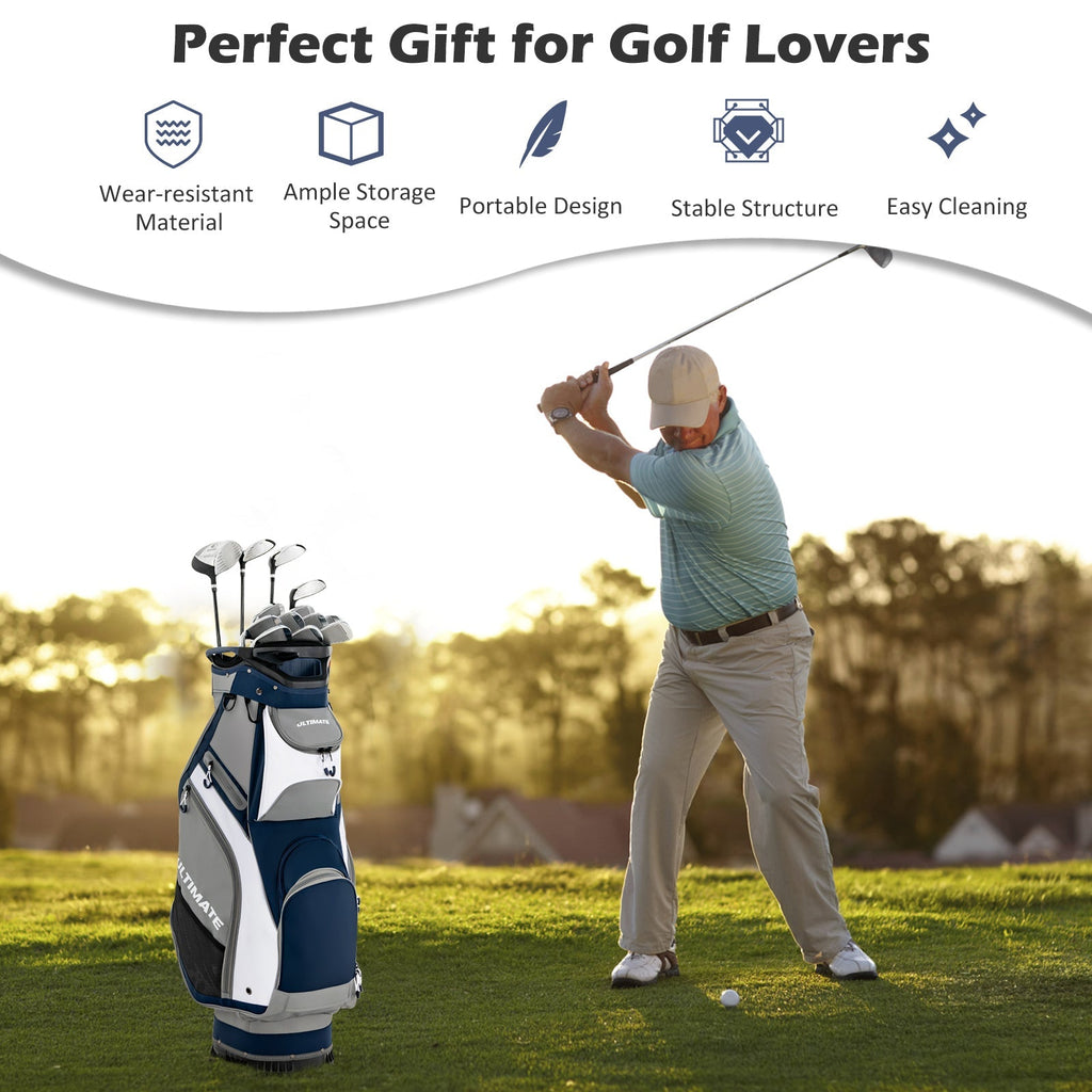 10.5 Inch Golf Stand Bag with 14 Way Dividers and 7 Zippered Pockets