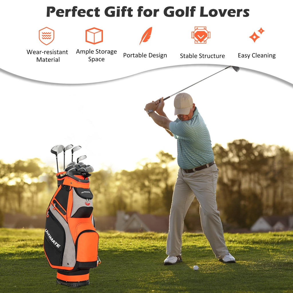 10.5 Inch Golf Stand Bag with 14 Way Dividers and 7 Zippered Pockets