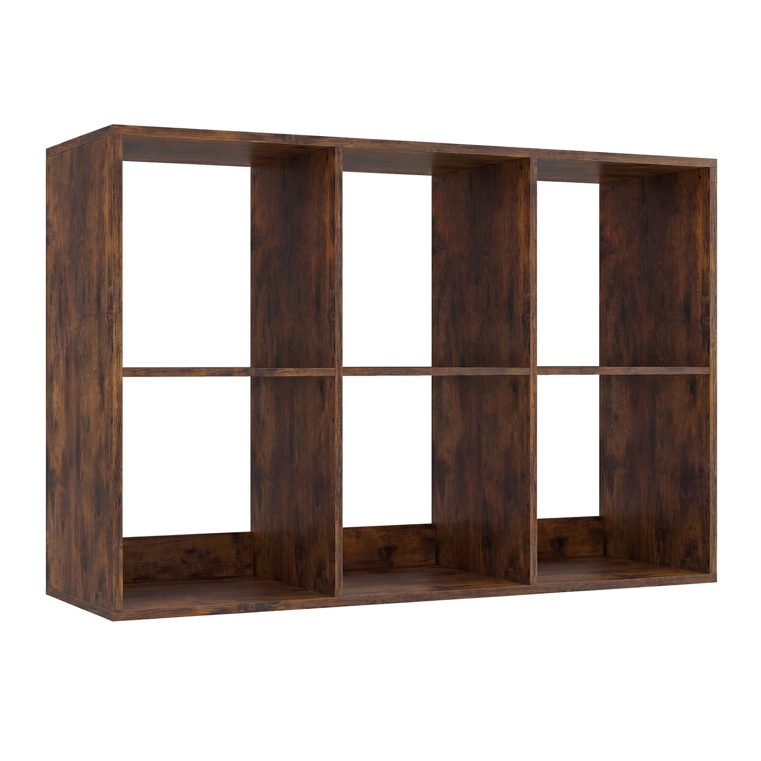 6 Cube Bookshelf with Back Guardrail for Living Room Bedroom