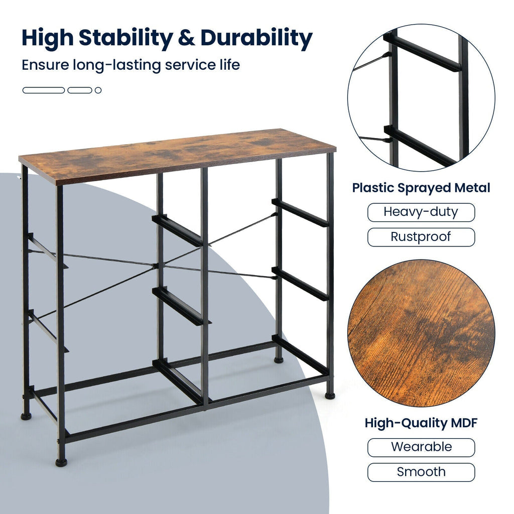 6-Drawer Dresser with Metal Frame and Anti-toppling Devices-Rustic Brown
