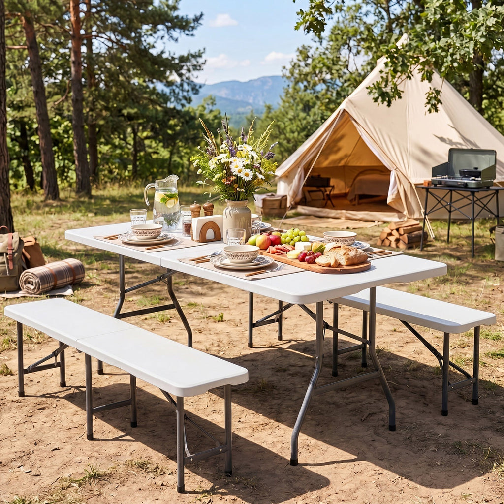 6 FT Fold-in-Half Camping Table with Carrying Handle