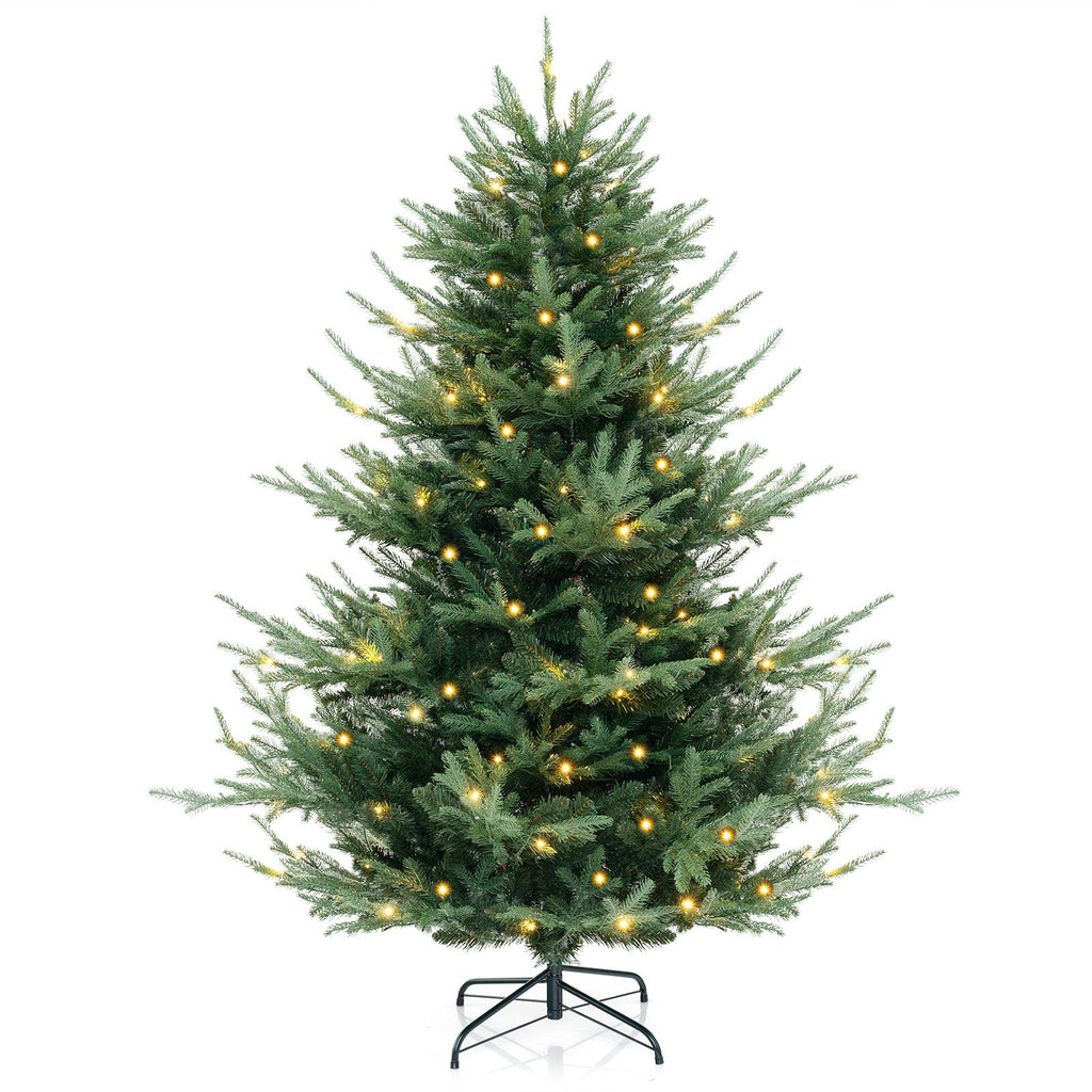 6 FT Pre-Lit Artificial Hinged Xmas Tree with 778 PVC and PE Branch Tips
