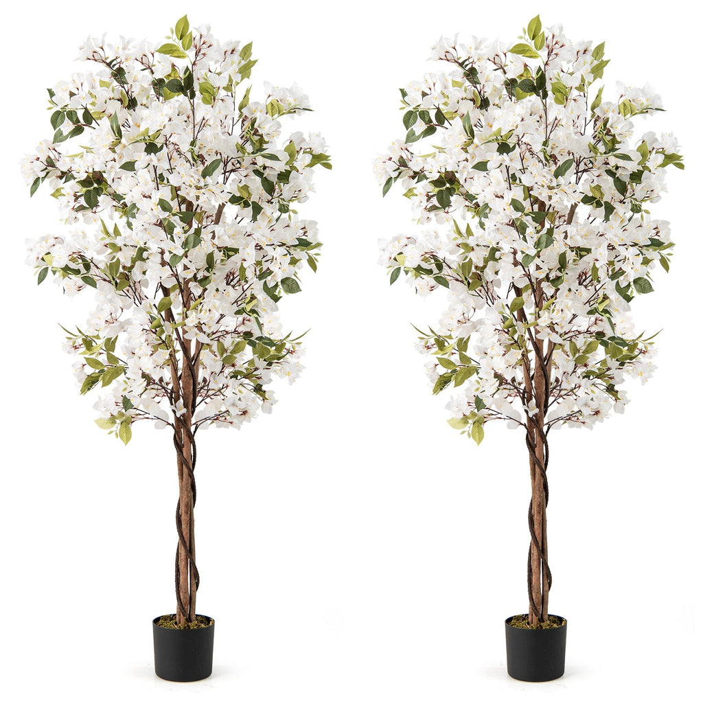 6 Feet Artificial Bougainvillea Tree with 910 White Flowers