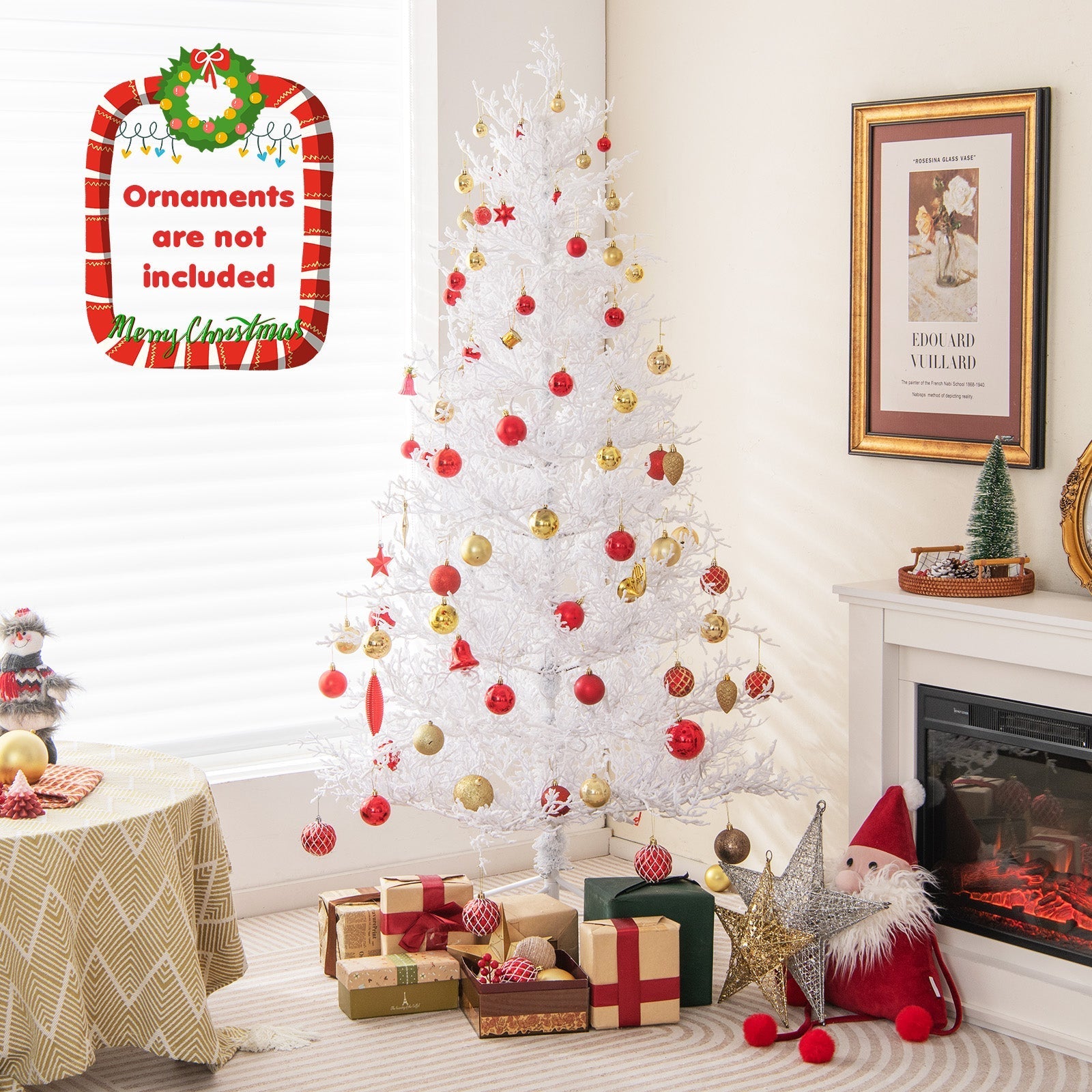 6 Feet Artificial Xmas Tree with 383 PE Branch Tips and 300 LED Lights