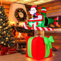 6 Feet Christmas Inflatables Blowup Santa Flying Airplane with with 3 LED Lights and Built-In Blower