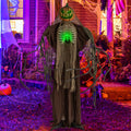6 Feet Halloween Animatronics Light Up Talking Ghost Pumpkin with Glowing Ribs and Moving Head