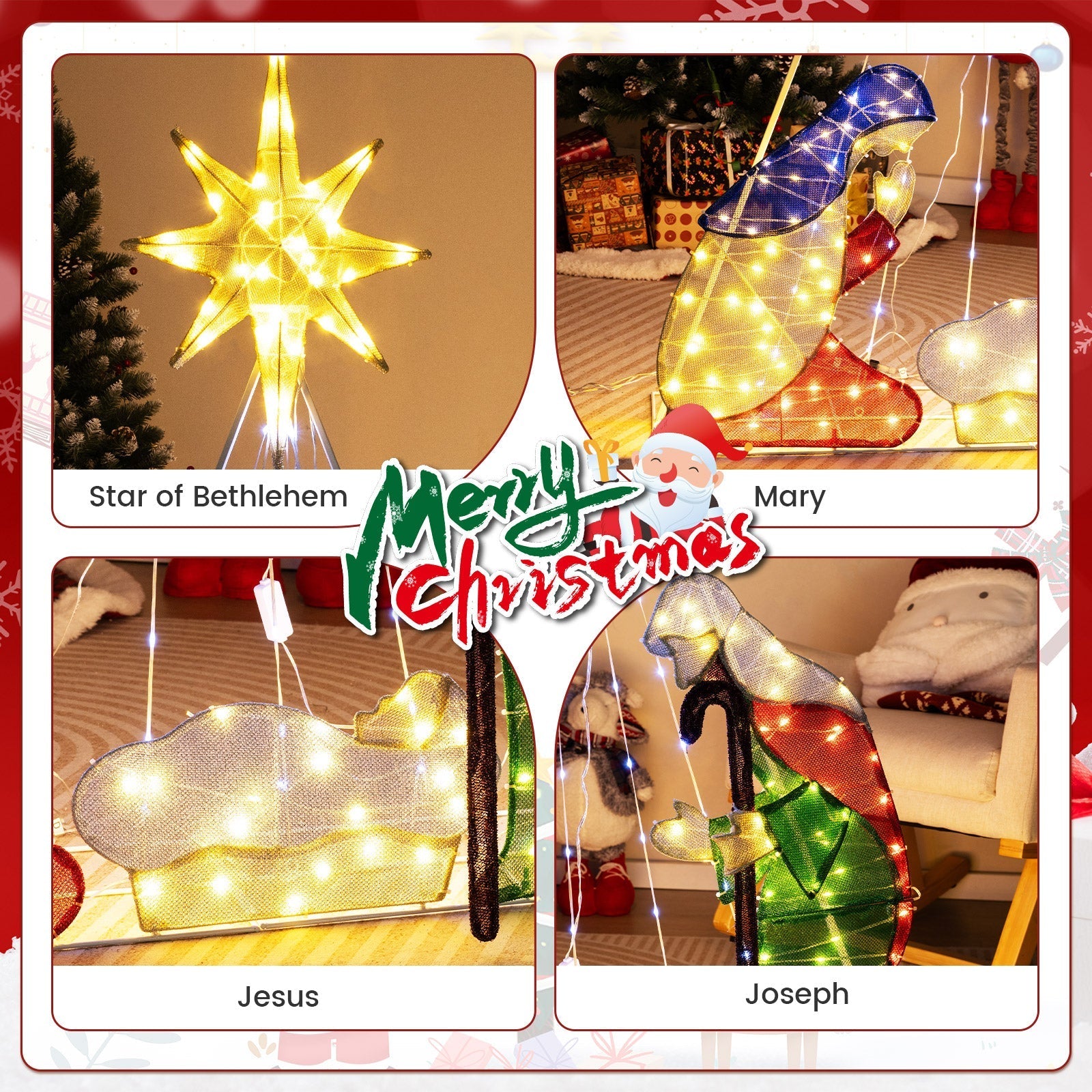 6 Feet Lighted Nativity Scene with 240 LED Lights
