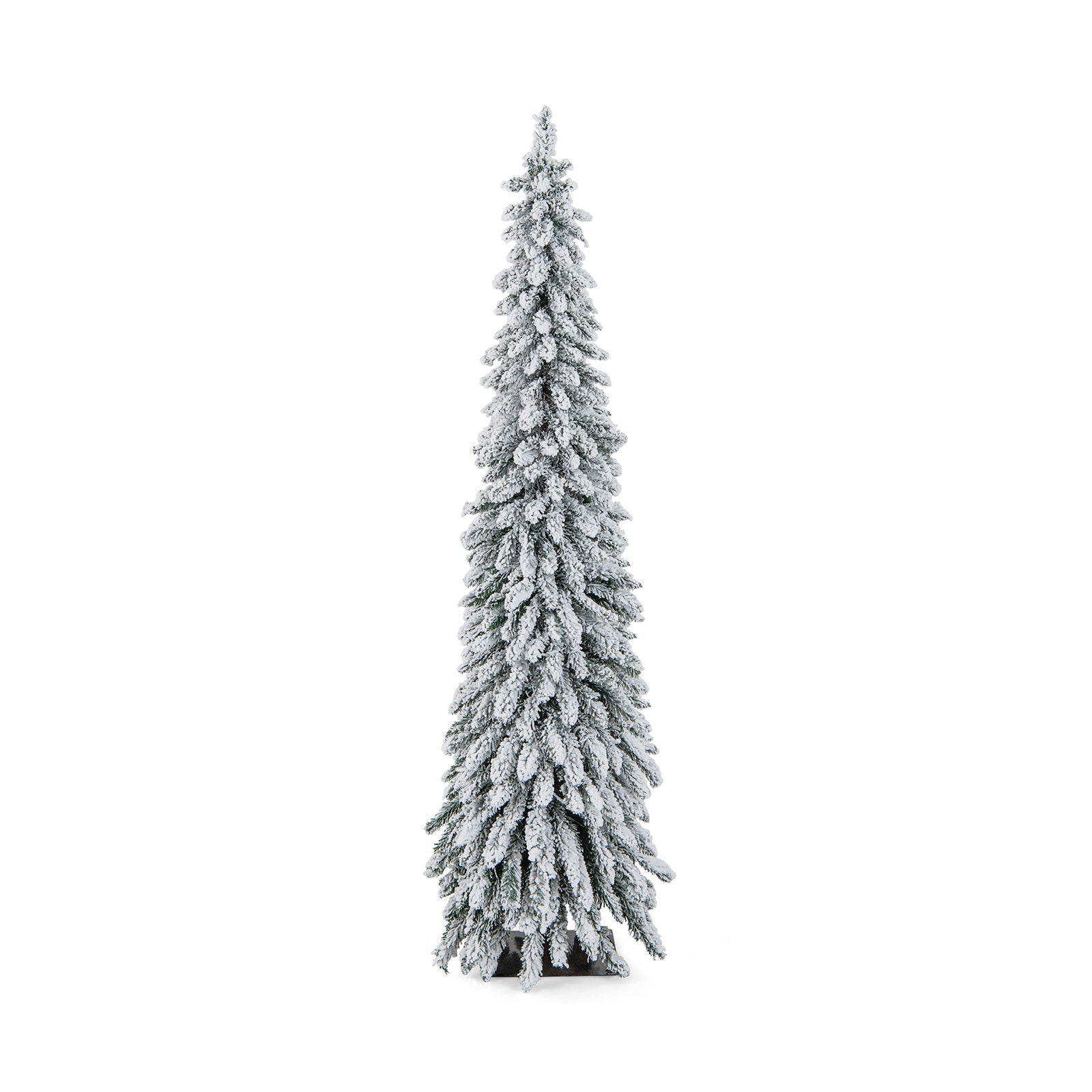 4/5/6 Feet Pre-Lit Artificial Christmas Tree Snow-Flocked Slim Pencil Xmas Decor-5 ft