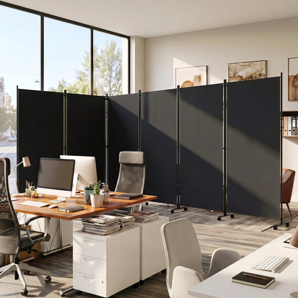 6-Panel Folding Room Divider with Wheels