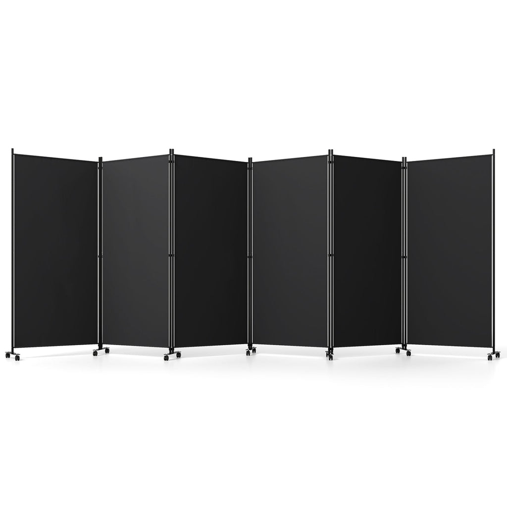 6-Panel Folding Room Divider with Wheels