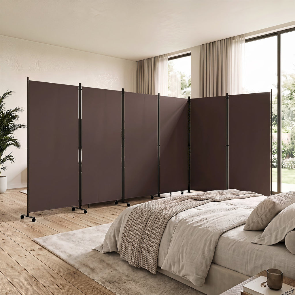 6-Panel Folding Room Divider with Wheels