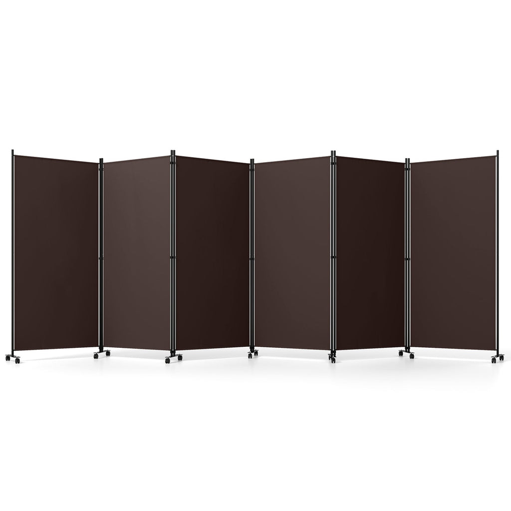 6-Panel Folding Room Divider with Wheels