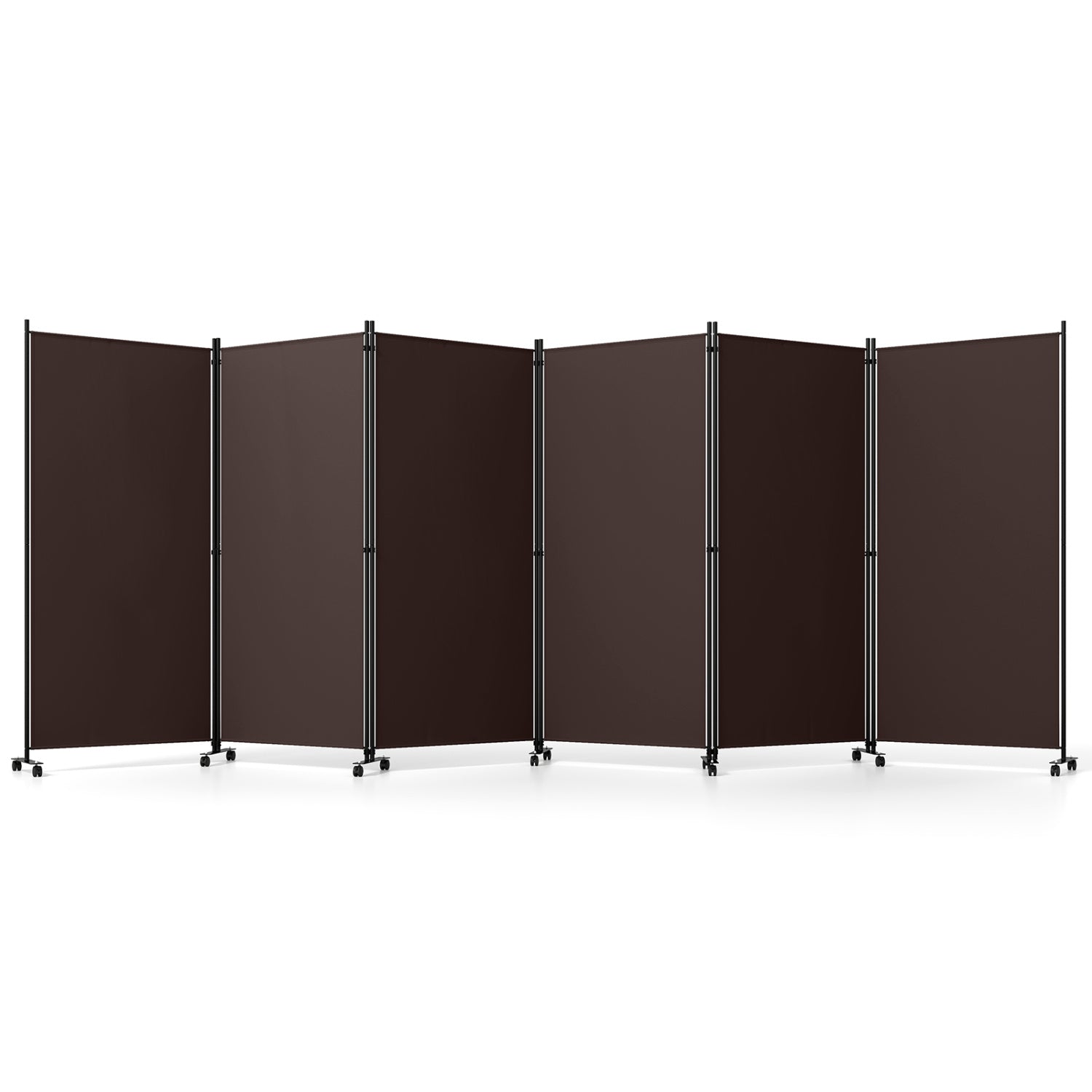 6-Panel Folding Room Divider with Wheels