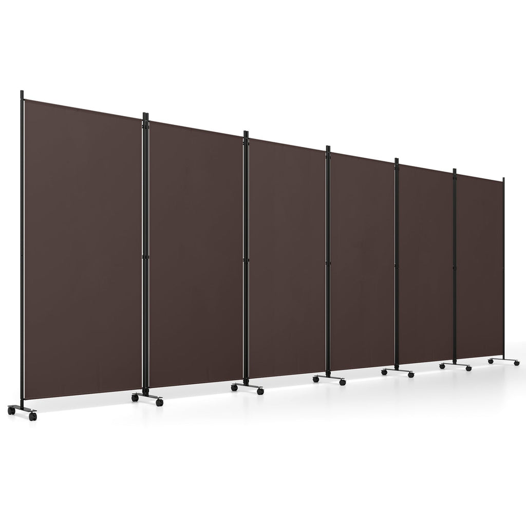 6-Panel Folding Room Divider with Wheels