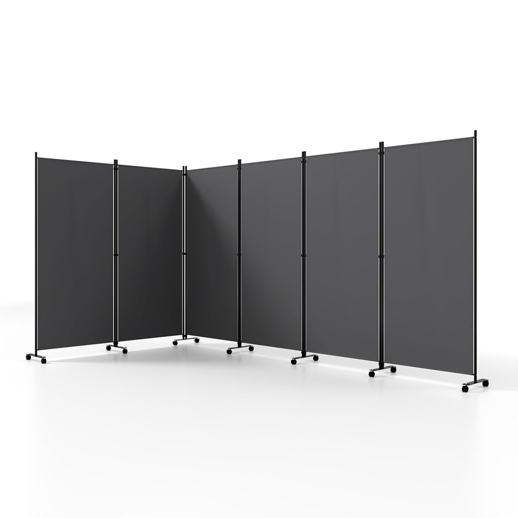 6-Panel Folding Room Divider with Wheels