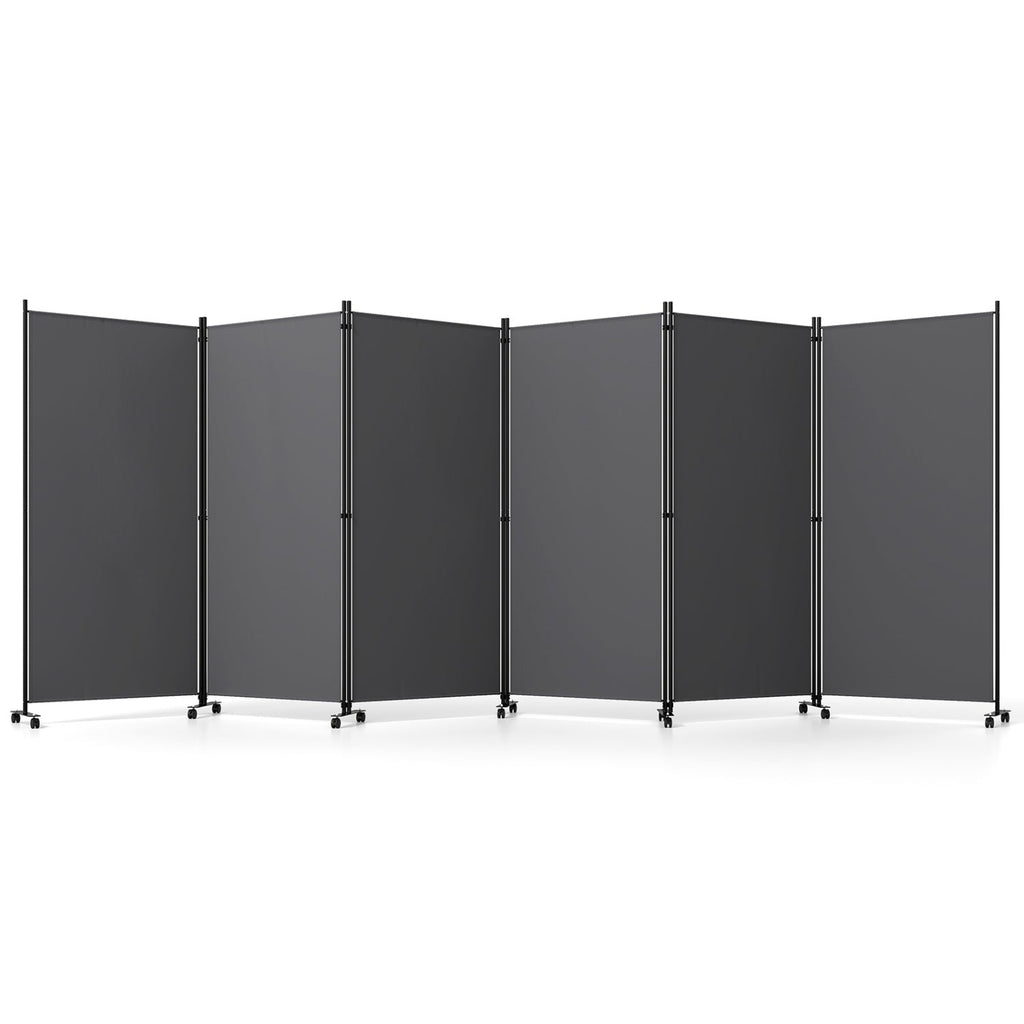 6-Panel Folding Room Divider with Wheels