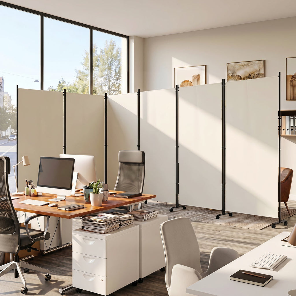 6-Panel Folding Room Divider with Wheels