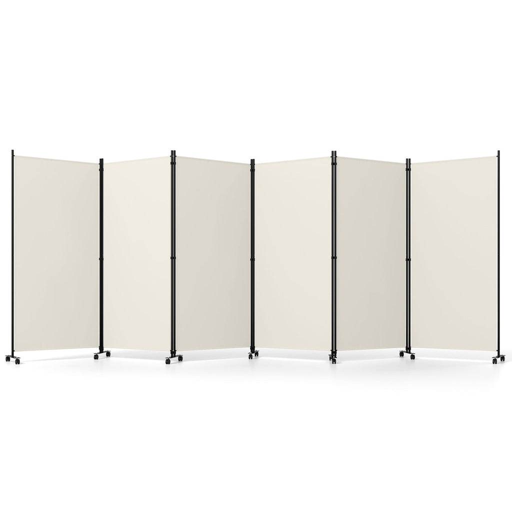 6-Panel Folding Room Divider with Wheels