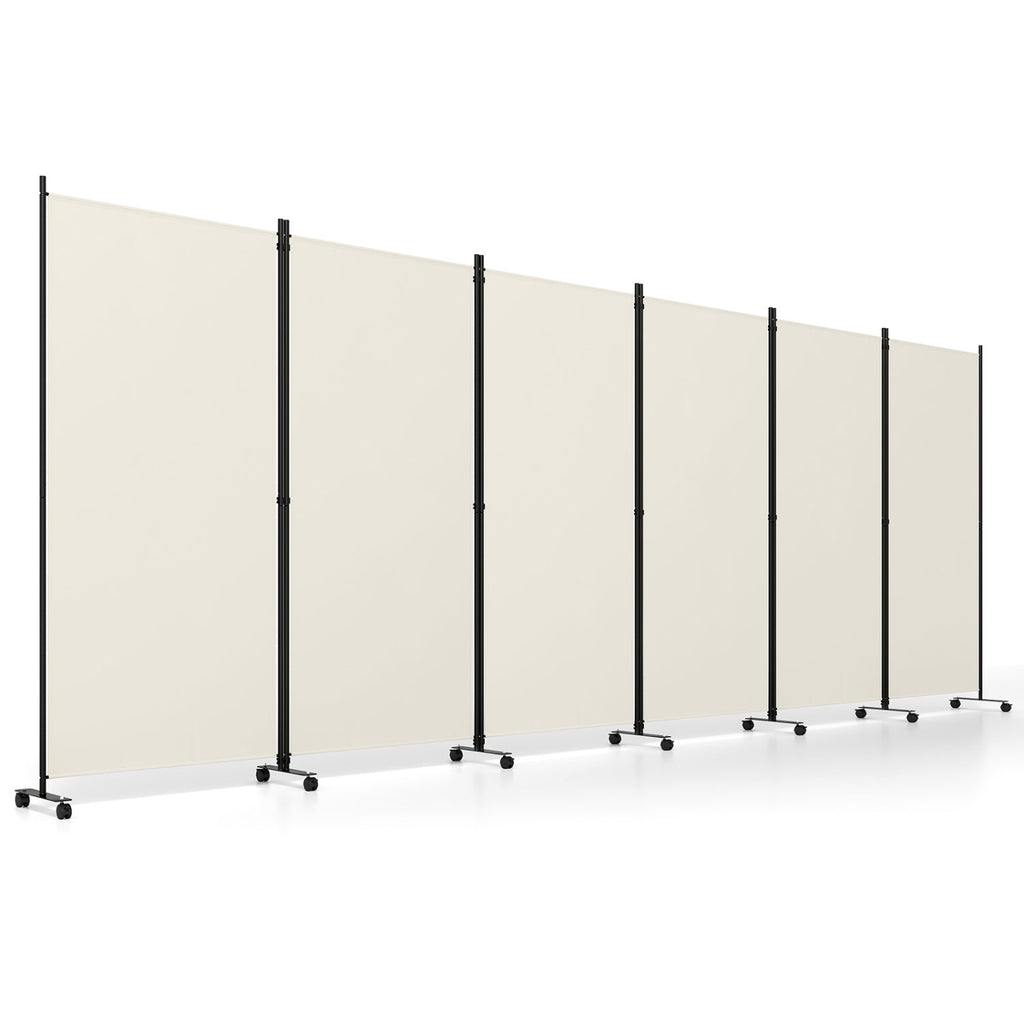 6-Panel Folding Room Divider with Wheels