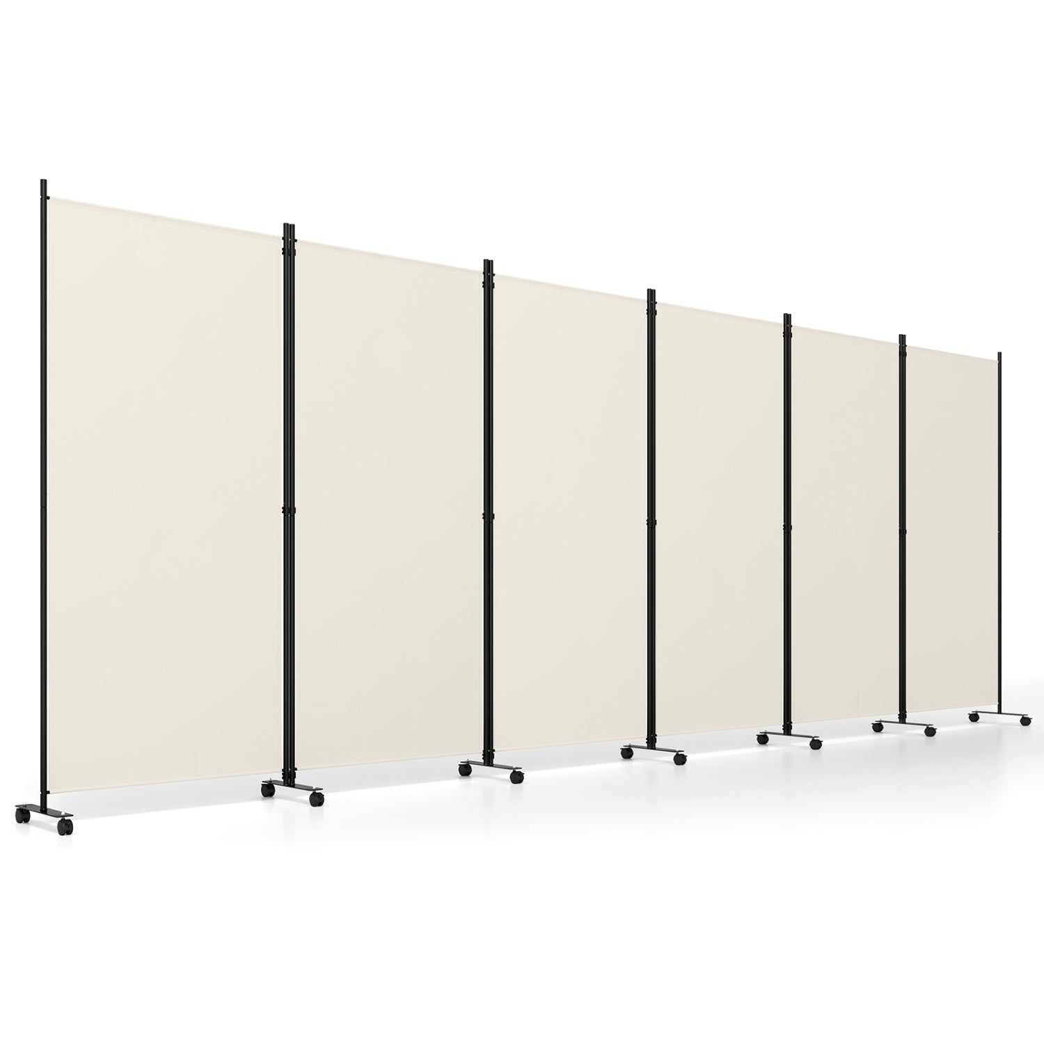 6-Panel Folding Room Divider with Wheels