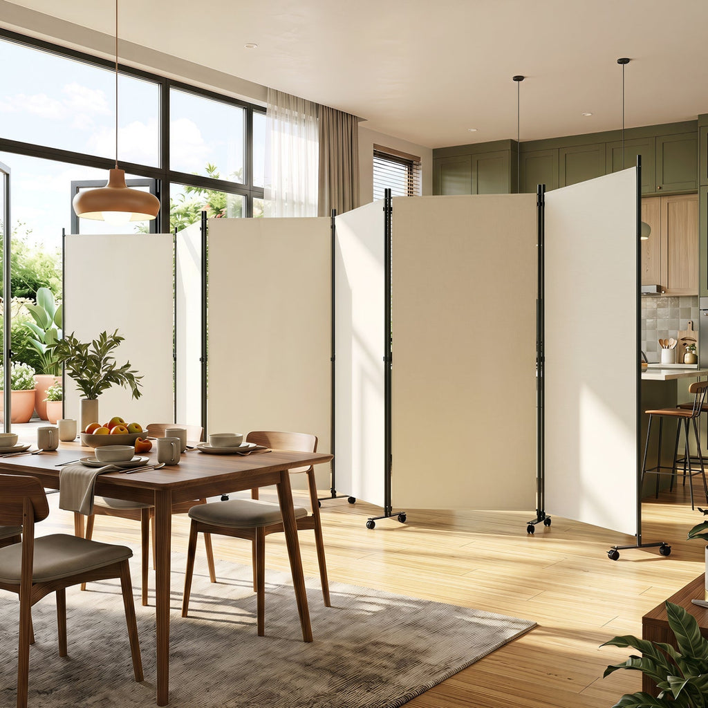 6-Panel Folding Room Divider with Wheels