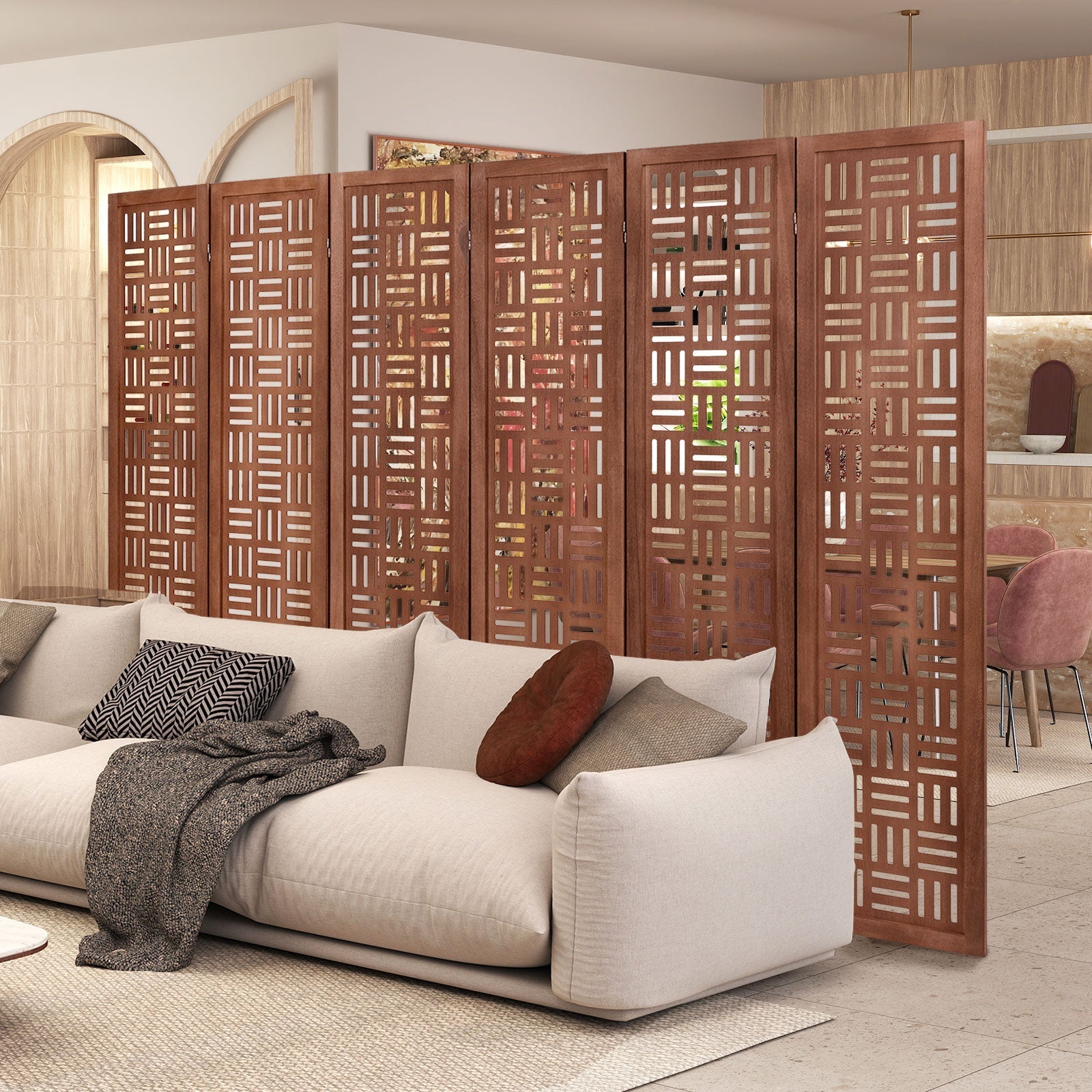 4-Panel Solid Wood Room Divider Folding Partition Stand