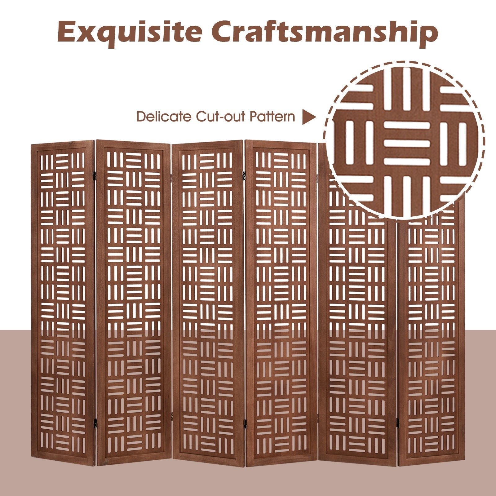 4-Panel Solid Wood Room Divider Folding Partition Stand