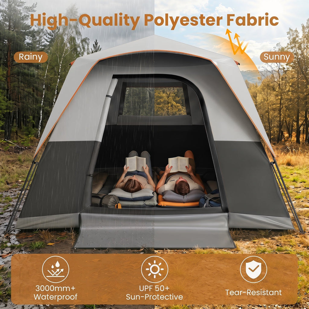 6-Person Instant Cabin Tent with Blackout Rainfly
