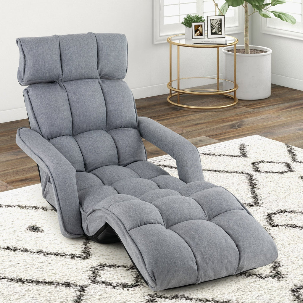 6-Position Adjustable Floor Chair with Adjustable Armrests and Footrest