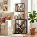 6-Tier Bookshelf Floor Standing Tree S-Shaped Geometric Bookcase with Open Shelves-Brown