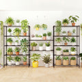 6-Tier Metal Storage Shelving Unit Set of 2 Adjustable Utility Shelf with V-Shaped Wire Rack-Black