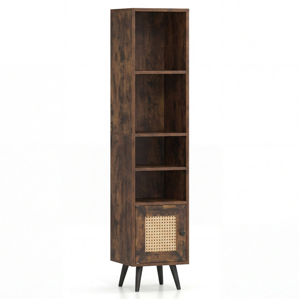 6-Tier Tall Narrow Bookcase 54 Inches Slim Storage Cabinet