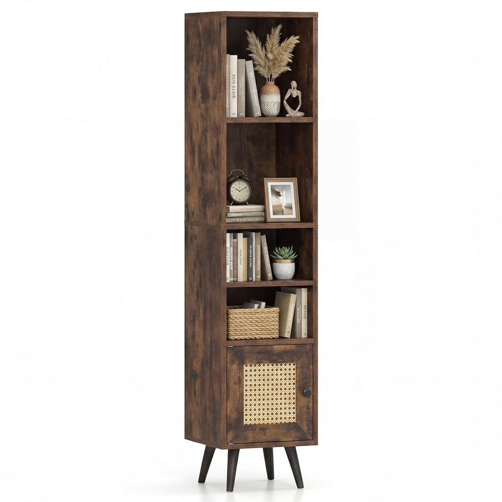 6-Tier Tall Narrow Bookcase 54 Inches Slim Storage Cabinet