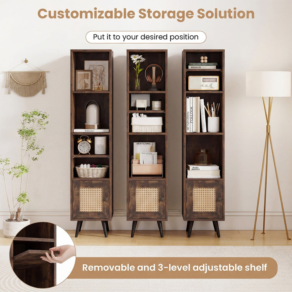 6-Tier Tall Narrow Bookcase 54 Inches Slim Storage Cabinet