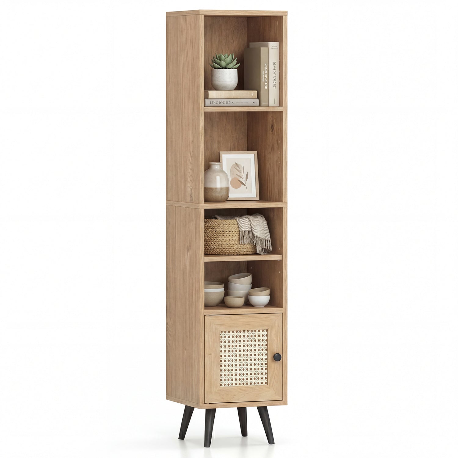 6-Tier Tall Narrow Bookcase 54 Inches Slim Storage Cabinet