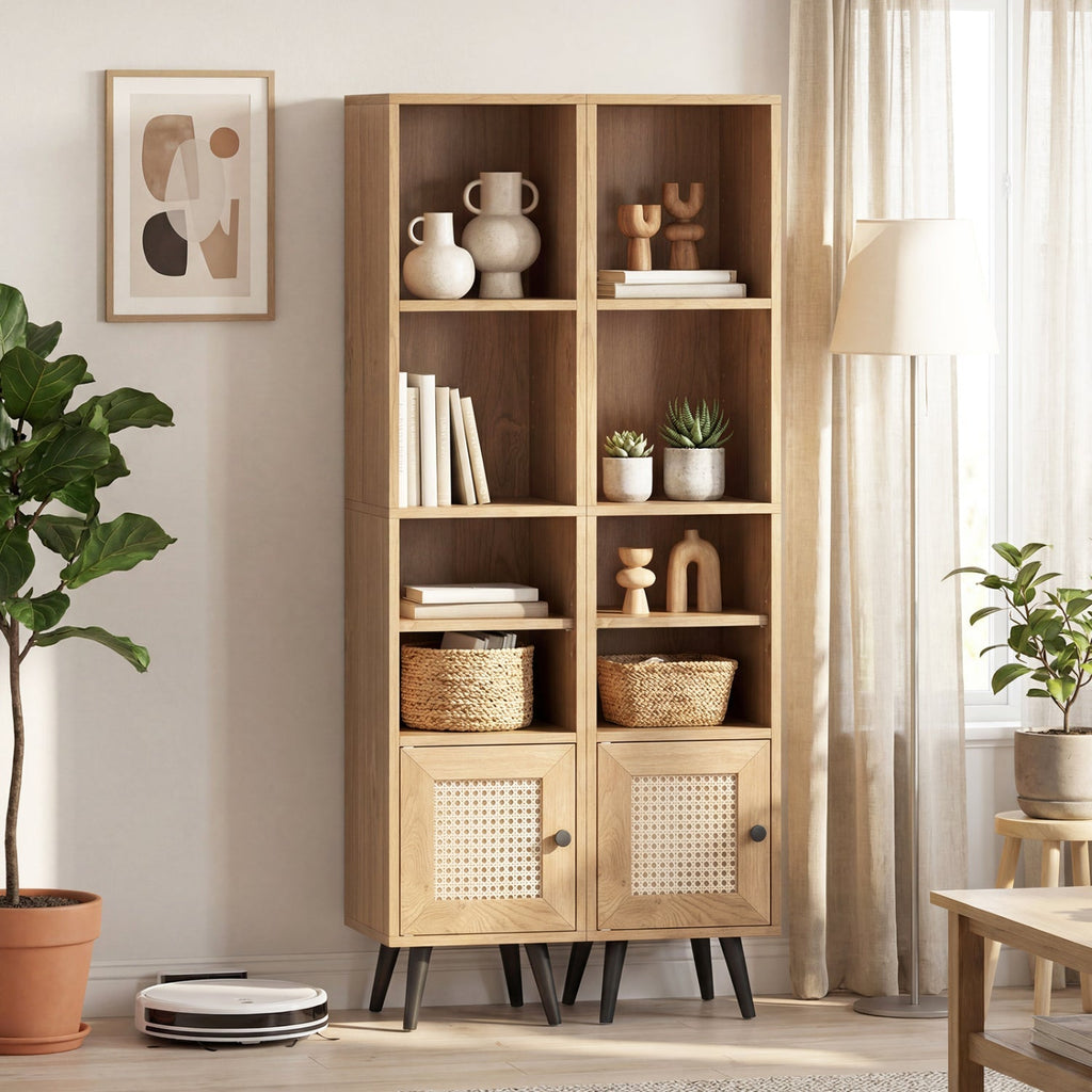 6-Tier Tall Narrow Bookcase 54 Inches Slim Storage Cabinet