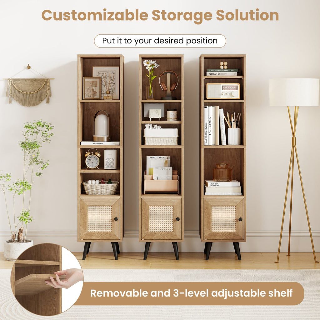 6-Tier Tall Narrow Bookcase 54 Inches Slim Storage Cabinet