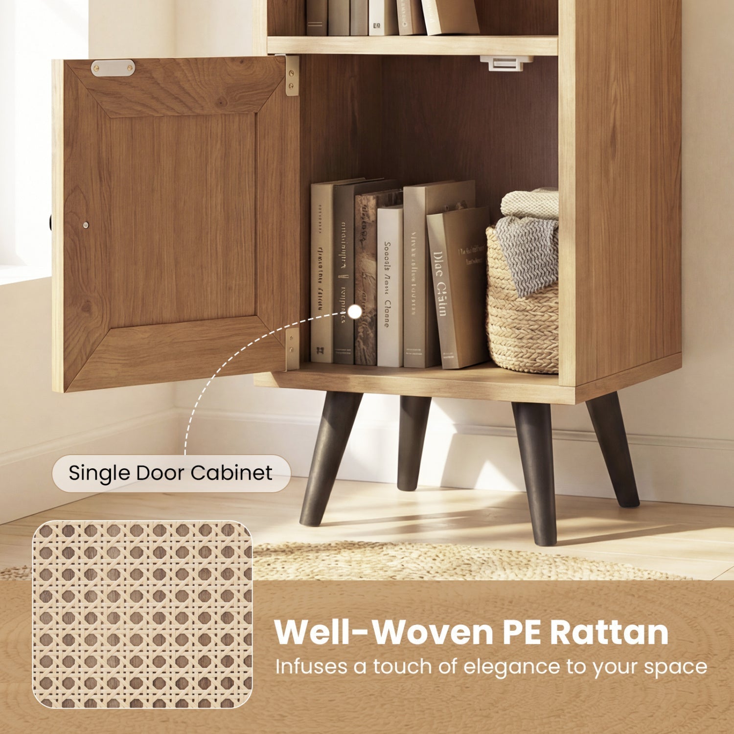 6-Tier Tall Narrow Bookcase 54 Inches Slim Storage Cabinet