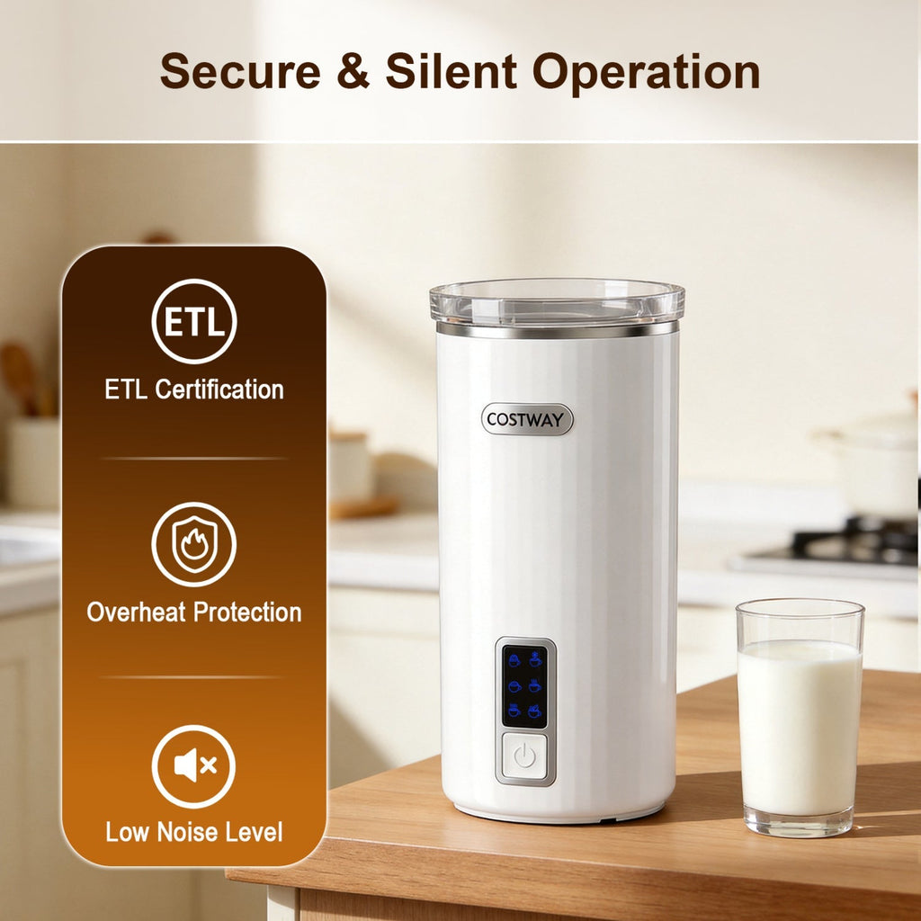Electric Milk Frother and Steamer 6-in-1 Stainless Steel
