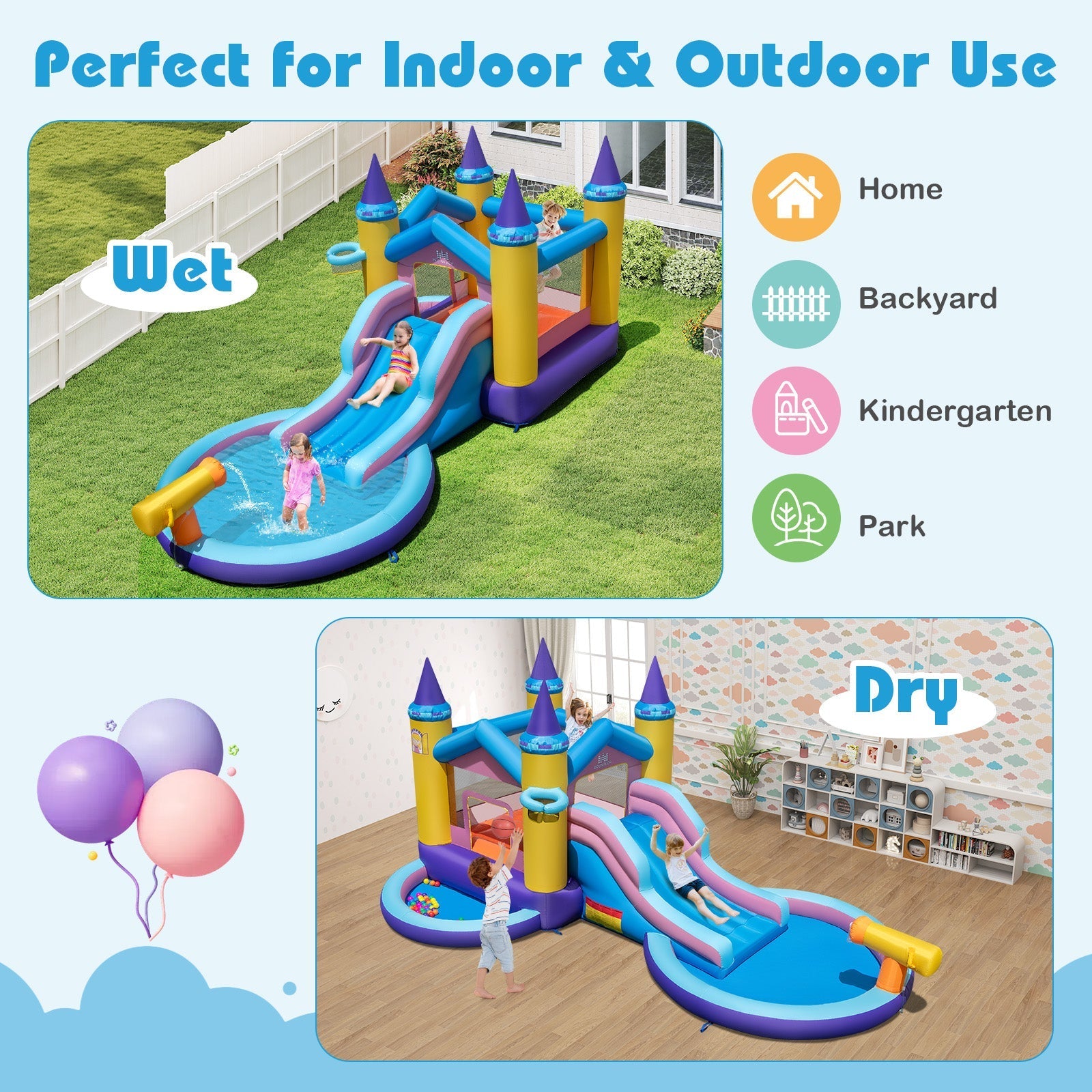 6-in-1 Inflatable Kids Water Park for Yard